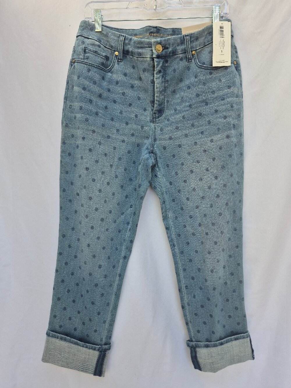 NWT CHICO'S So Slimming Girlfriend Dotted Crop Jeans MSRP$99 Size 8